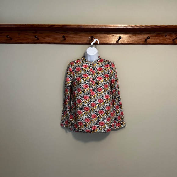 Floral Shirt with Henley Collar and Roll-up Sleeve Tab - Picture 7 of 13